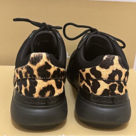 Michael Kors Amanda Mesh Trainers black with animal print (45F9AMFS6D). Size 6 - Picture 2 of 15